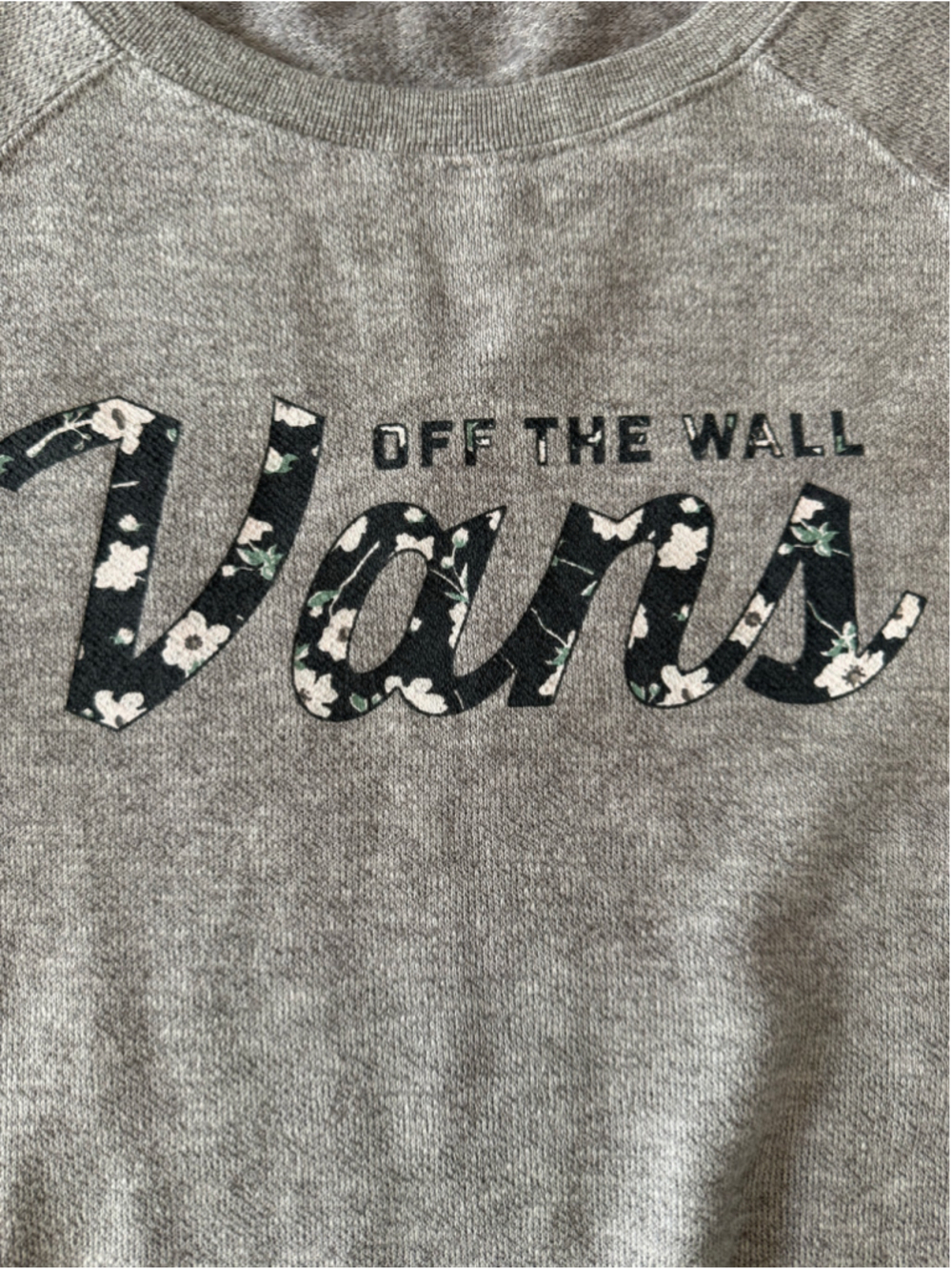 Women's Vans Floral Logo Sweatshirt Grey Size M - Picture 3 of 6